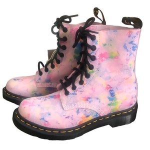 NEW Dr. Martens 1460 Pink Pascal Watercolor Confetti Suede Leather Boots